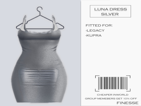Second Life Marketplace - Luna Sparkling Dress (Silver)